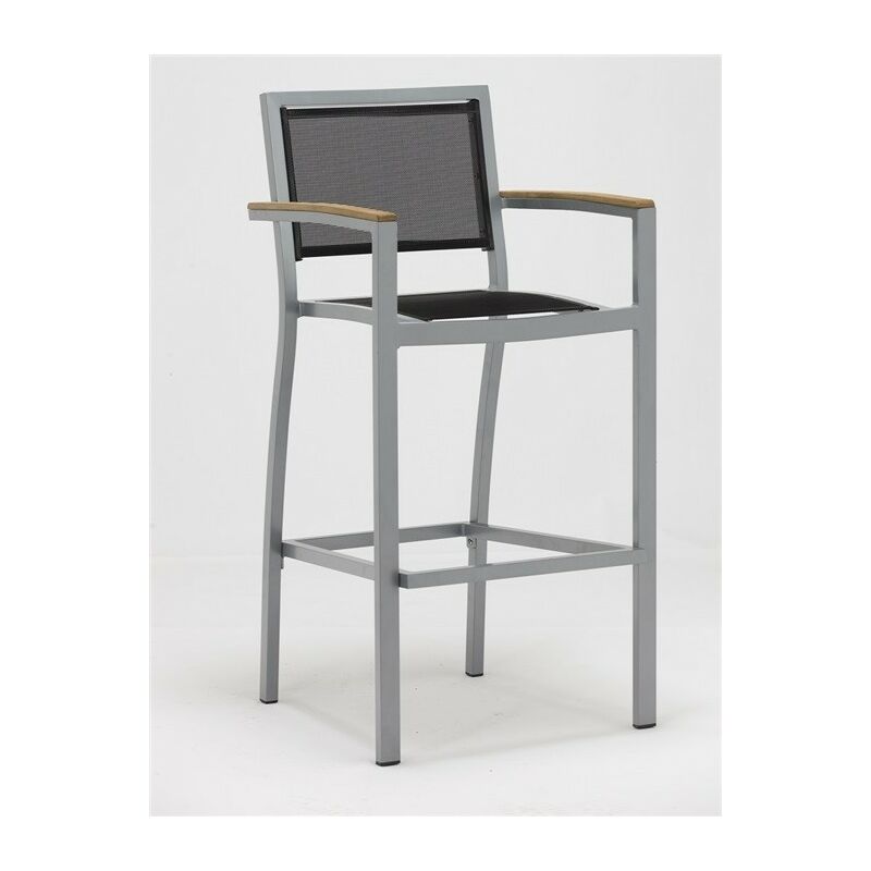 

Taburete KOS, aluminio, plata, textilene negro