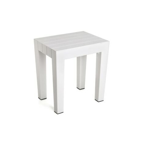 PLASTICOS TATAY Tatay Lombok Sgabello Rettangolare, Polipropilene, Senza BPA, Finitura Effetto Legno, la Protezione anti-UVA, Anche 130kg, Adatto a 38x29x41cm Interni ed Esterni, Bianco