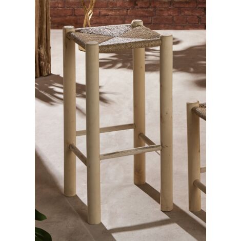 Taburete Madera Nat. C/Asiento De Cuerda 64 Cms. 32Dx64 Cms