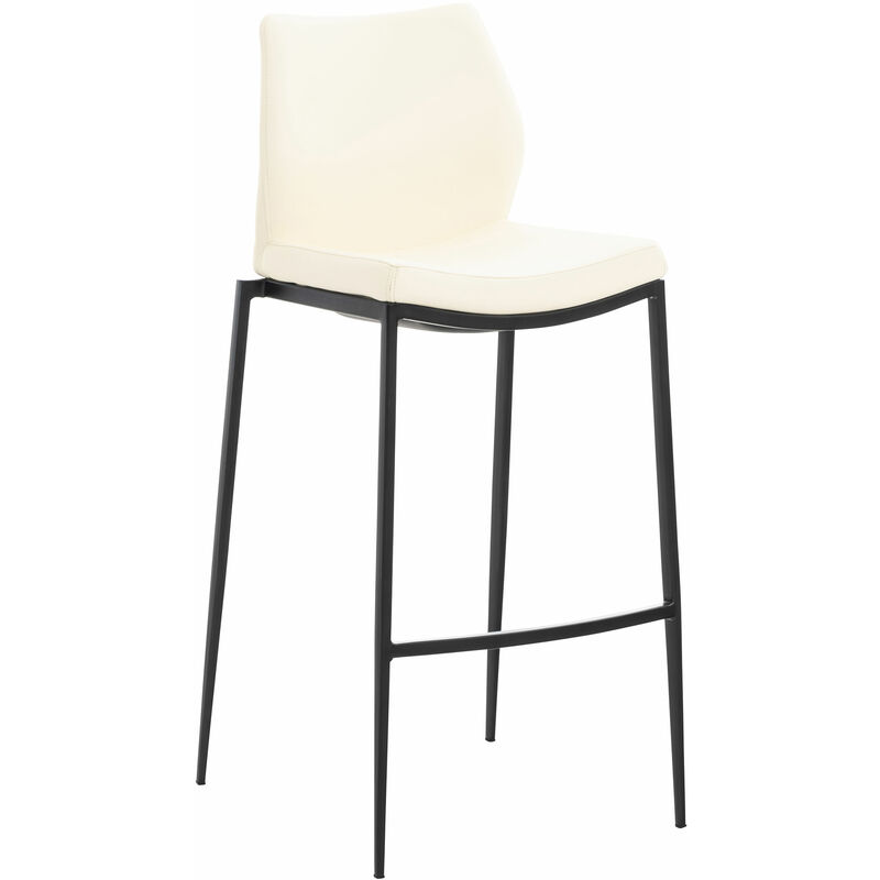 

Taburete Matola Tapizado En Cuero Sintético Crema Metal negro mate