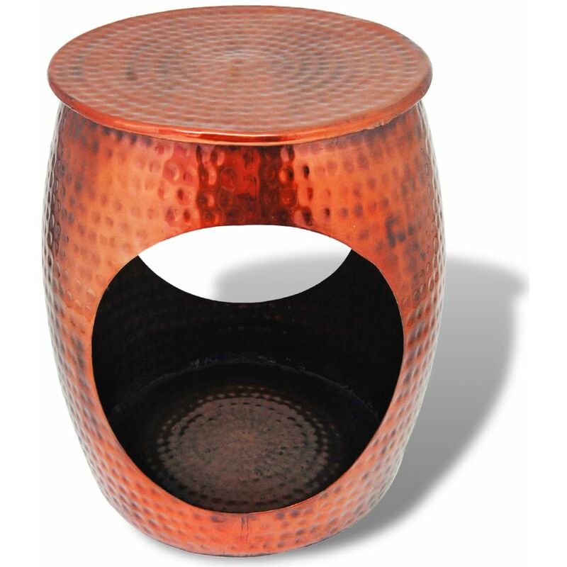 

Taburete/mesa auxiliar con forma de barril marrón cobre