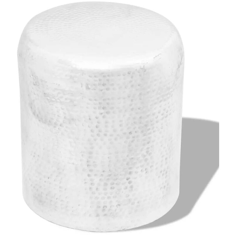 

Taburete/mesa de centro de aluminio martillado plateado