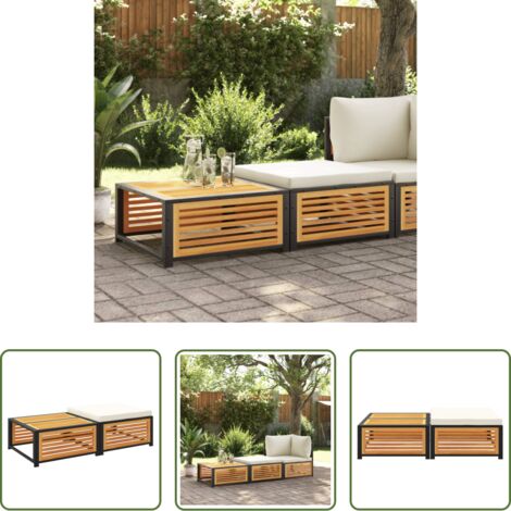 Taburete -  Mesa de jardín con taburete madera maciza de acacia