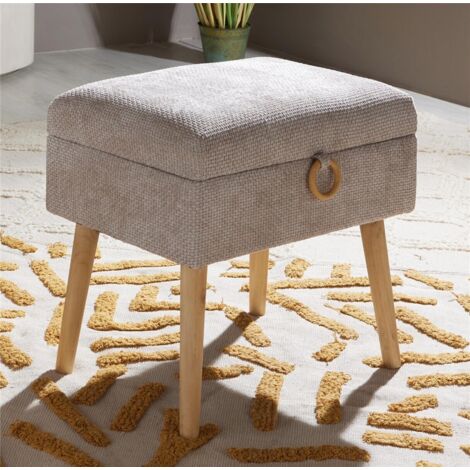 Taburete/Mesilla Lukman Chenilla Gruesa Beige 46 Cms. 49X33X46 Cms