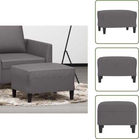 Taburete moderno - vidaXL Reposapiés de cuero sintético gris 60x50x41 cm - Diseño moderno