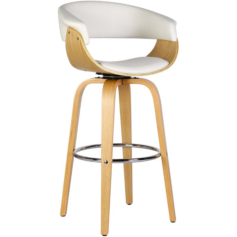 

Taburete MUNICH, 4 patas, giratorio, madera arce, similpiel blanca