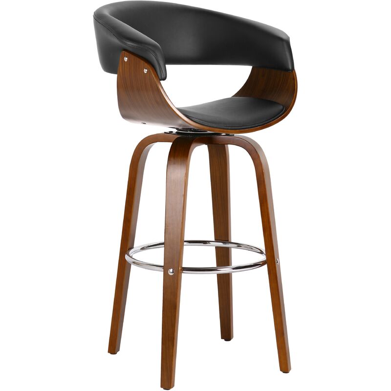 

Taburete MUNICH, 4 patas, giratorio, madera nogal, similpiel negra