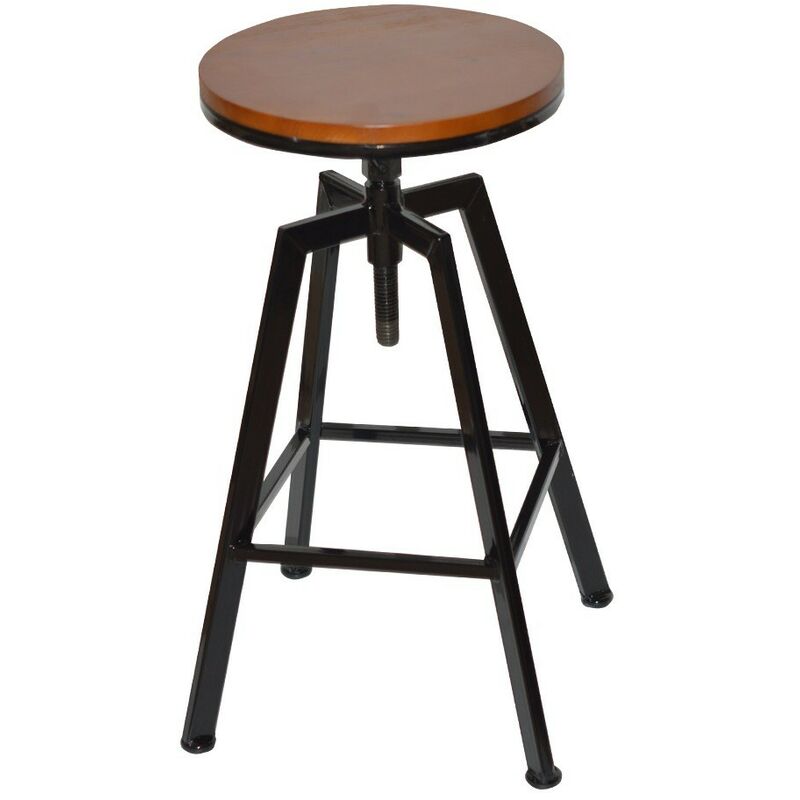 

Taburete MUXIN, metal, negro, madera nogal
