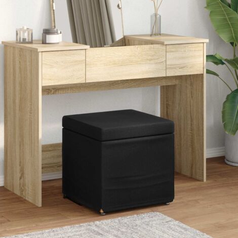 Taburete Negro 41 x 41 x 40 cm Tela y Madera Ingeniería
