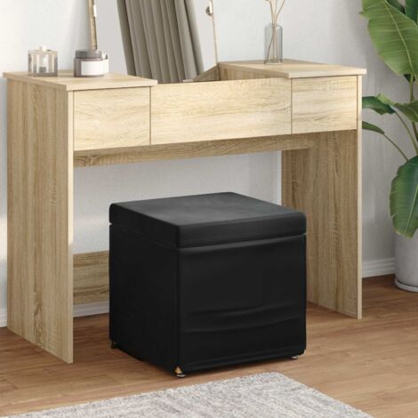 Taburete Negro 41 x 41 x 40 cm Terciopelo y Madera Fabricada