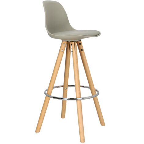 Taburete Nord gris con patas de MADERA DE HAYA y ecopiel