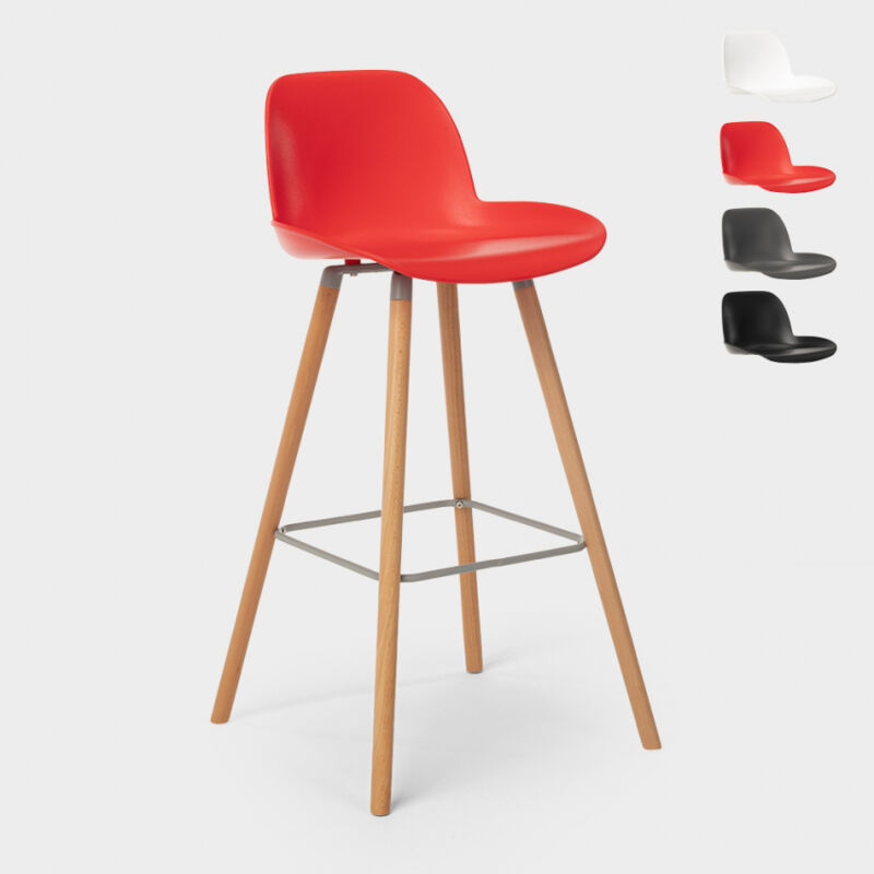 

Superstool - Taburete alto moderno de diseño escandinavo para bar y cocina Eiffel Burj 75 | Rojo