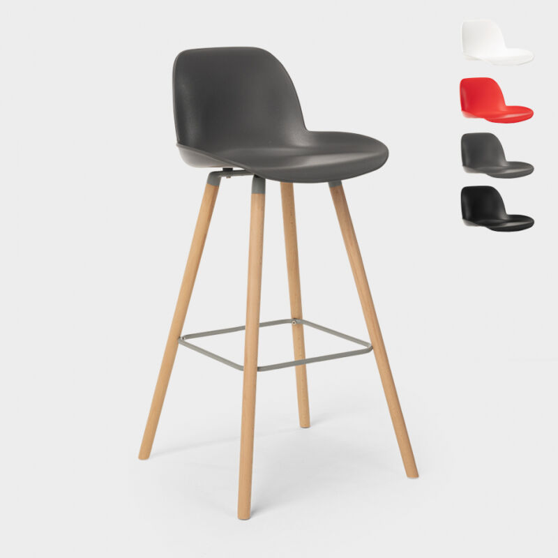 

Superstool - Taburete alto moderno de diseño escandinavo para bar y cocina Eiffel Burj 75 | Gris