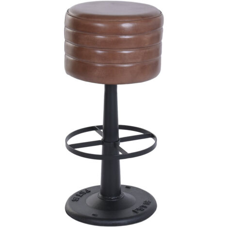 Taburete Piel Metal 36X36X78 Marron