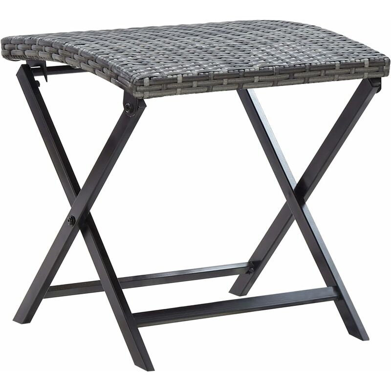 

Taburete plegable de ratán sintético gris