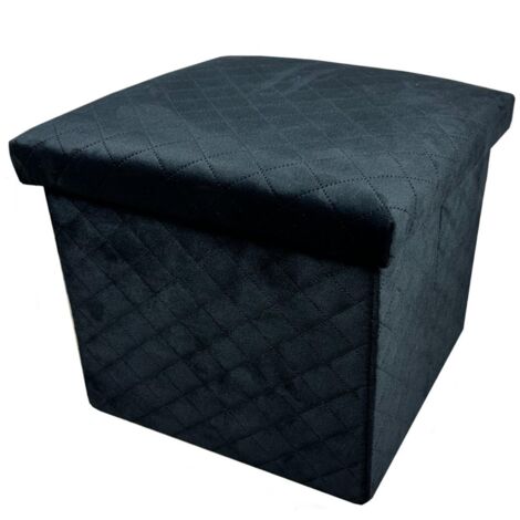 Taburete plegable multifuncional de tela y esponja de alta densidad, 30 x 30 x 30 cm, azul-negro