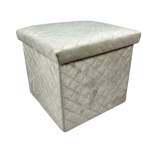 Taburete plegable multifuncional de tela y esponja de alta densidad, 30 x 30 x 30 cm, gris plateado