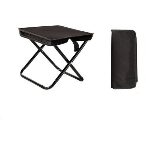 Taburete plegable para camping, minitaburete plegable, silla plegable con bolsa de almacenamiento, asiento ultraligero para viajes, jardín, pesca, barbacoa y playa (negro)