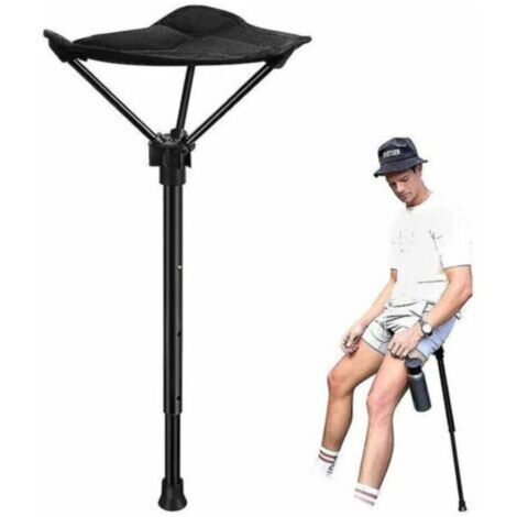 Taburete plegable para exteriores, taburete de camping, taburete alto portátil (negro)
