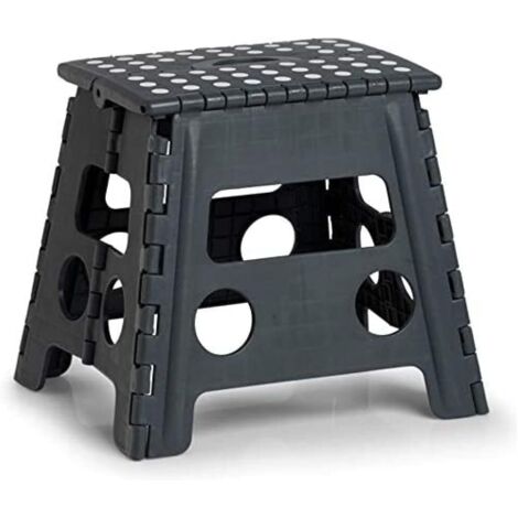 Taburete Plegable (Plegable, plástico, Certificado TÜV, soporta hasta 150 kg, 37 x 30 x 32 cm, plástico), Color Gris