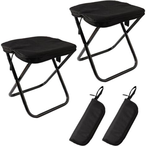 Taburete Plegable Portátil, Ligero y Compacto, Hasta 100 kg, Ideal para Camping y Senderismo (2 Piezas, Negro)