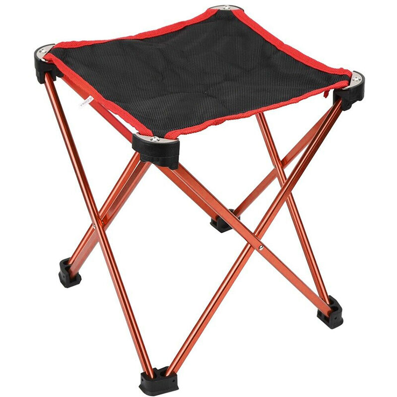 

Taburete plegable portatil Silla de camping Senderismo al aire libre Pesca Asiento de playa,Negro rojo