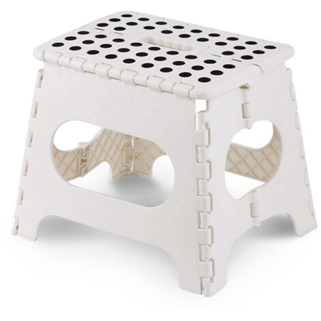 Taburete plegable, taburete, reposapiés, para jardín, cocina, baño, capacidad de carga 150 kg, plegable, para niños y adultos, blanco, 29 x 22 x 22 cm