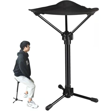 Taburete plegable telescópico portátil, taburete plegable ajustable en tres posiciones, taburete plegable para acampar con bolsa, adecuado para colas de metro, pesca, camping y montañismo.
