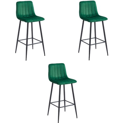 Taburete POZZA - terciopelo verde oscuro / patas negras x 3