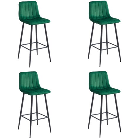 Taburete POZZA - terciopelo verde oscuro / patas negras x 4