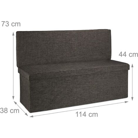 Taburete puf con banco plegable de lino 114 cm marrón 130002783