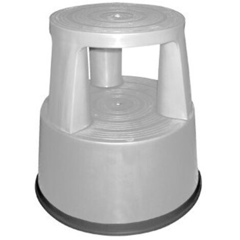 Taburete q-connect ruedas retractiles tres ruedas -dos niveles gris
