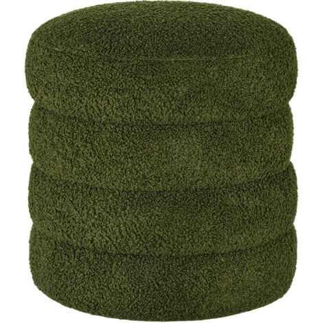 Taburete redondo de tela polar verde, Ø40 x H45 cm, soporta hasta 120 kg, para el dormitorio y la sala de estar, suave y duradero.