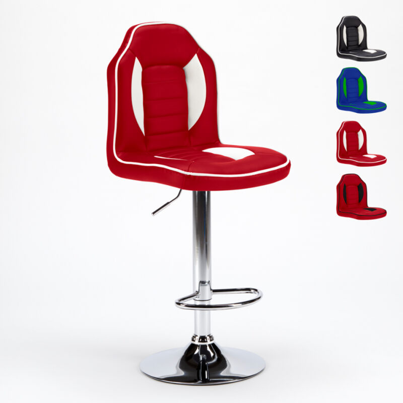 

Superstool - Taburete salas de juego y bar de cuero polipiel Diseño Racing | Rojo