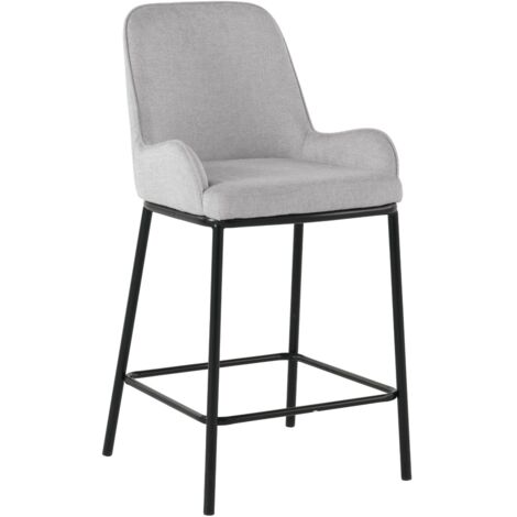 Taburete semicircular tapizado SANTO, tela gris.