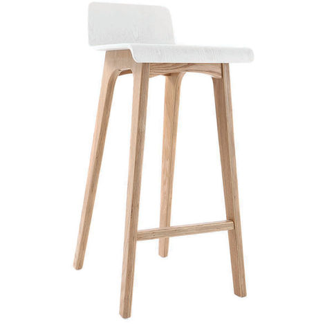 MILIBOO Taburete / silla de bar diseño madera natural y blanco escandinavo BALTIK