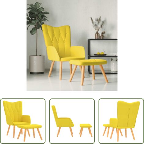 Taburete -  Silla de relajación taburete tela amarillo