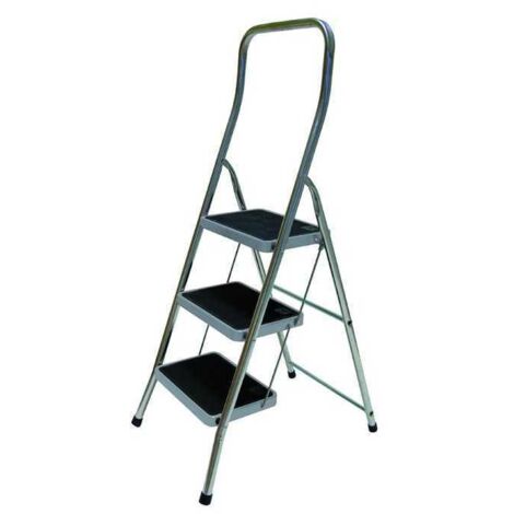 Taburete Super-P de aluminio Alice con peldaños anchos, 3 peldaños