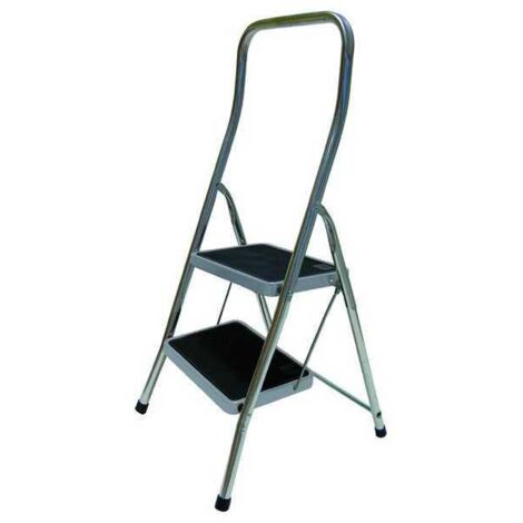 Taburete Super-P de aluminio Alice con peldaños anchos y 2 peldaños