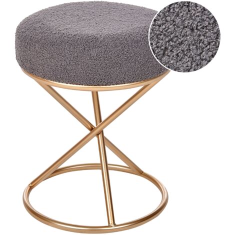 Taburete tapizado glamuroso moderno patas metal doradas gris Presho