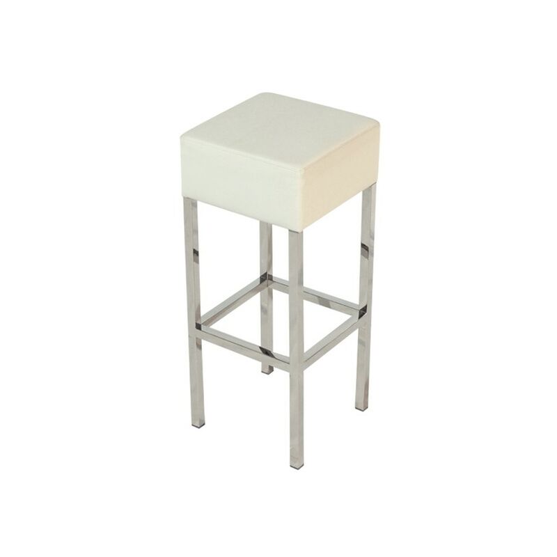 

Taburete THEO, cromado, similpiel blanca