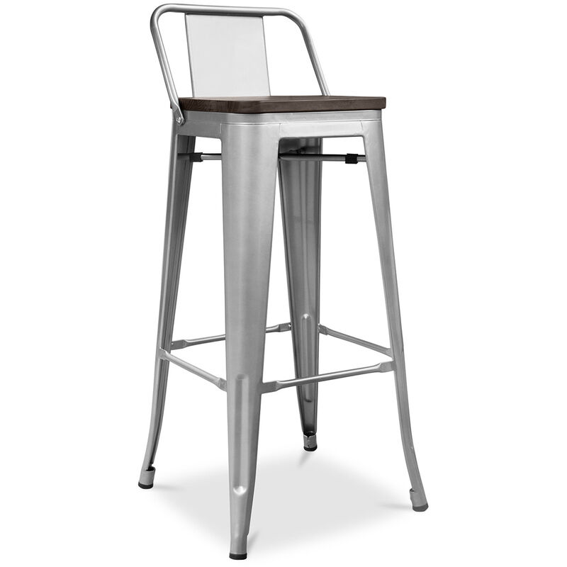 

Privatefloor - Taburete Stylix con respaldo pequeño en madera - 76 cm Acero Madera, Hierro