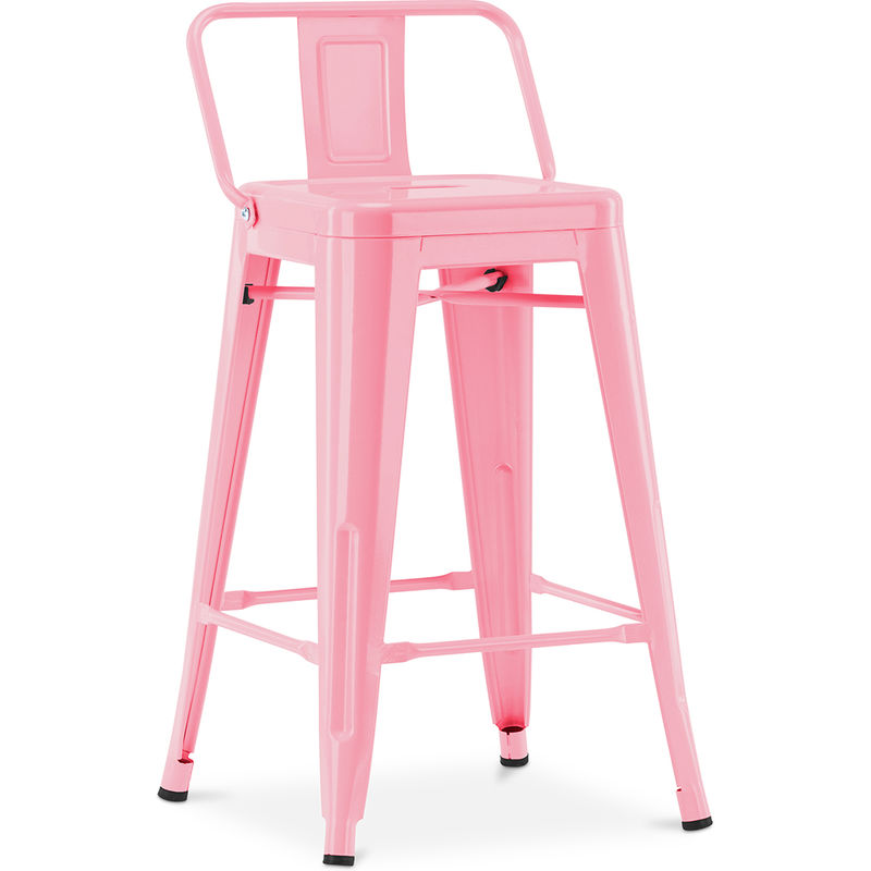 

Taburete Stylix con respaldo pequeño - 60cm Rosa Hierro, Metal