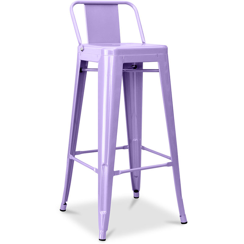 

Taburete Stylix con respaldo pequeño - 76cm Morado pastel Hierro, Metal