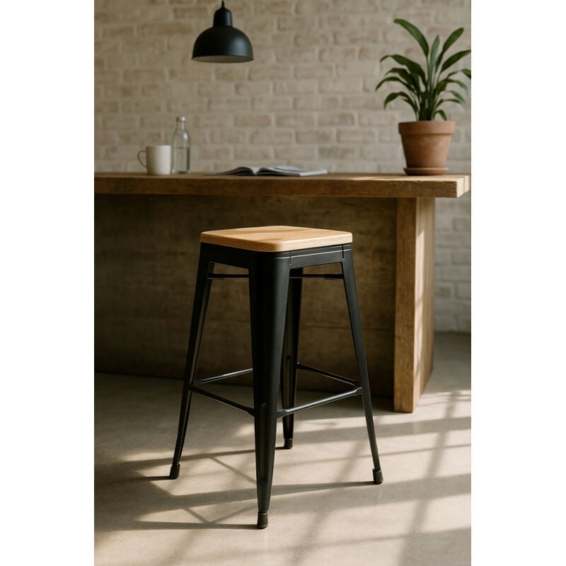 

Taburetes Altos - Taburete Torix Madera Natural - Negro mate