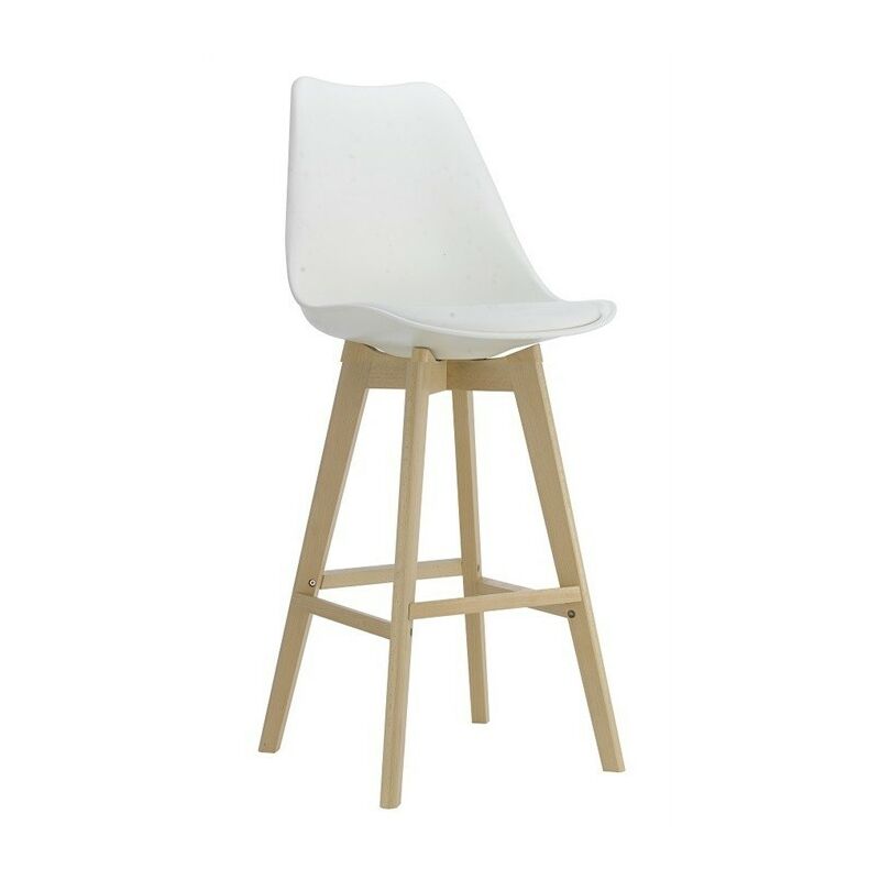 

Iberahome - Taburete TORRE (HT64), madera, blanco, cojín blanco