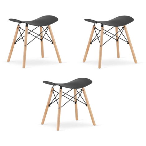 Taburete Valora CORFU Negro, diseño ergonómico, patas de madera x3