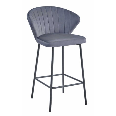 Taburete Valora GATTA terciopelo gris oscuro patas negras estilo elegante