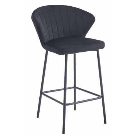 Taburete Valora GATTA terciopelo negro ergonómico para cocina