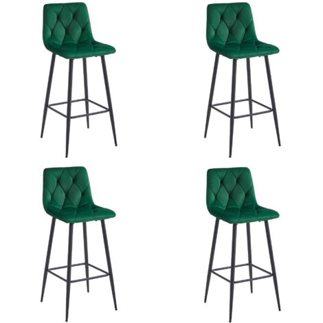 Taburete Valora KODA de terciopelo verde oscuro, patas negras x4